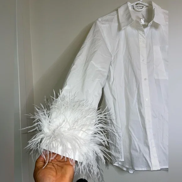 English Factory Faux-Feather Buttondown Shirt size M - Picture 9 of 11
